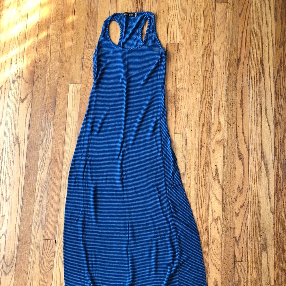 Saint Grace Navy Striped Sleeveless Maxi Dress